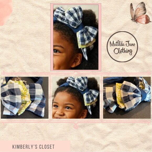 Matilda Jane Navy and White Checkered Headband - Picture 2 of 5